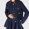 Jeansjacke mit Kunstleder