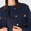 Jeansjacke mit Kunstleder