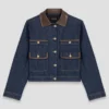 Jeansjacke mit Kunstleder