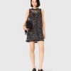 Kleid mit Blumenstickerei und Pailletten Kleid mit Blumenstickerei und Pailletten