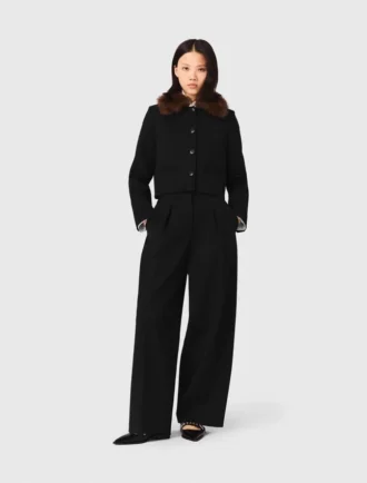 Kurze Jacke mit abnehmbarem Pelzkragen