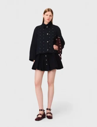 Kurze Jacke mit Samtkragen