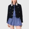 Kurze Tweedjacke, abnehmbarer Kragen Kurze Tweedjacke, abnehmbarer Kragen