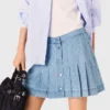Kurzer Denimrock mit Falten und Strass Kurzer Denimrock mit Falten und Strass