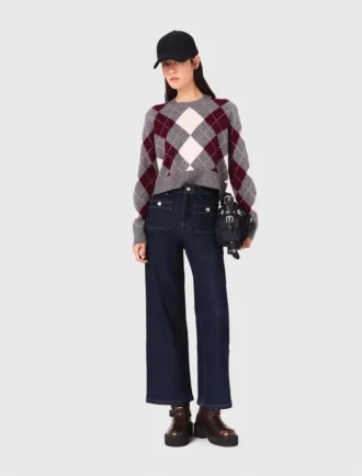 Kurzer Pullover mit Argyle-Muster