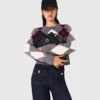 Kurzer Pullover mit Argyle-Muster
