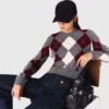 Kurzer Pullover mit Argyle-Muster