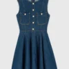 Kurzes, ausgestelltes Jeans-Kleid