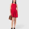 Kurzes, ausgestelltes Kleid aus Leinenmischung