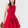 Kurzes, ausgestelltes Kleid aus Leinenmischung