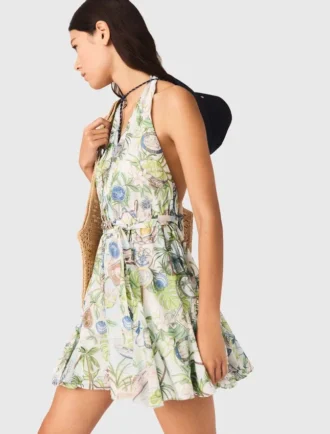 Kurzes, gemustertes rückenfreies Kleid
