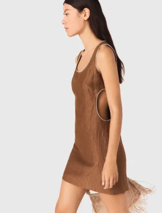 Kurzes Kleid aus Leinenmischung