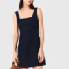 Kurzes Kleid aus Leinenmischung