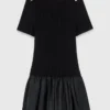 Kurzes Kleid aus Strick und Taft Kurzes Kleid aus Strick und Taft