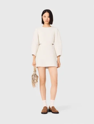 Kurzes Tweed-Kleid mit Ballonärmeln