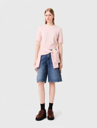 Kurzärmeliger Pullover mit Strasssteinen