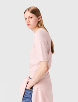 Kurzärmeliger Pullover mit Strasssteinen