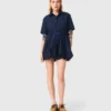 Kurzärmeliges Bubble-Kleid aus Baumwolle Kurzärmeliges Bubble-Kleid aus Baumwolle