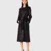 Langer Leder-Trenchcoat