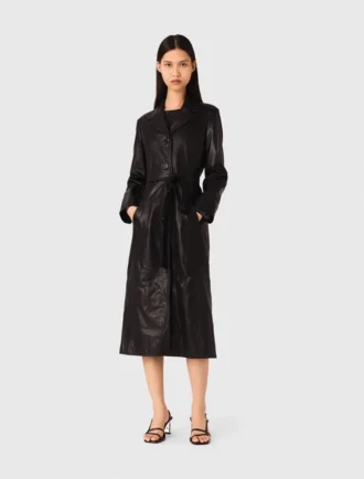 Langer Leder-Trenchcoat Langer Leder-Trenchcoat