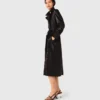 Langer Leder-Trenchcoat
