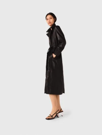 Langer Leder-Trenchcoat Langer Leder-Trenchcoat