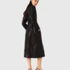 Langer Leder-Trenchcoat