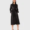 Langer Leder-Trenchcoat