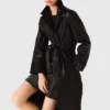Langer Leder-Trenchcoat