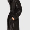 Langer Leder-Trenchcoat