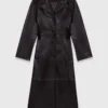 Langer Leder-Trenchcoat