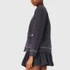 Langer Strickcardigan mit Ziernähten