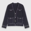 Langer Strickcardigan mit Ziernähten