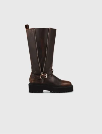 Leder-Bikerstiefel