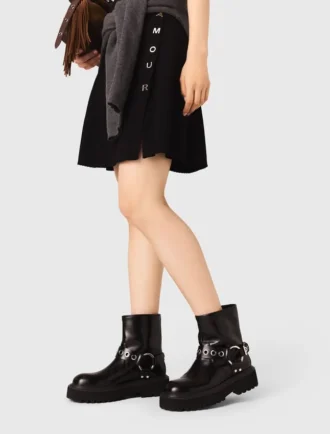 Leder-Bikerstiefel