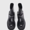 Leder-Bikerstiefel