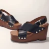 Leder-Plateausandalen