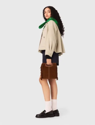 M Bag aus Wildleder mit Ziernähten