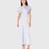 Maxi-Morgenmantel aus Satin, plissierte Taille Maxi-Morgenmantel aus Satin, plissierte Taille