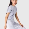 Maxi-Morgenmantel aus Satin, plissierte Taille Maxi-Morgenmantel aus Satin, plissierte Taille