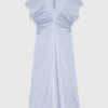 Maxi-Morgenmantel aus Satin, plissierte Taille Maxi-Morgenmantel aus Satin, plissierte Taille