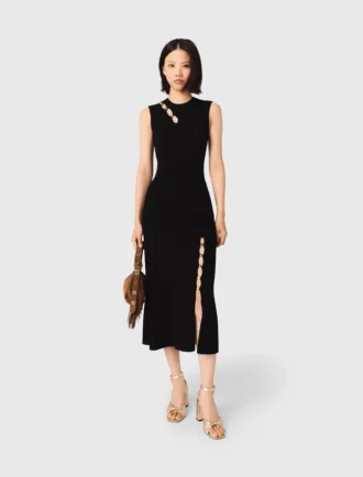 Maxikleid aus geripptem Strick mit Cut-outs