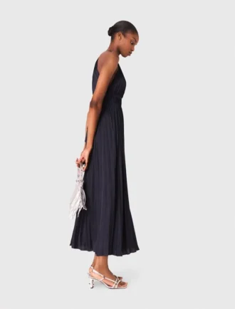 Maxikleid aus plissiertem Satin