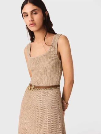 Maxikleid aus Strickstoff mit Strasssteinen