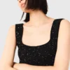 Maxikleid aus Strickstoff mit Strasssteinen Maxikleid aus Strickstoff mit Strasssteinen