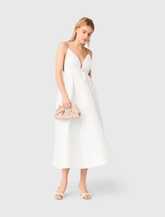 Maxikleid aus Taft mit Schmucksteinen