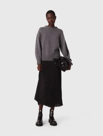 Maxikleid aus zwei Materialien