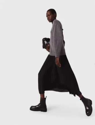 Maxikleid aus zwei Materialien