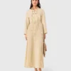 Maxikleid mit Plissee und Lochstickerei Maxikleid mit Plissee und Lochstickerei