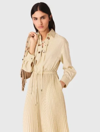 Maxikleid mit Plissee und Lochstickerei